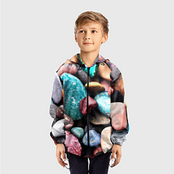 Ветровка с капюшоном детская Камни разноцветные, цвет: 3D-черный — фото 2