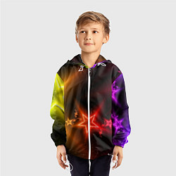 Ветровка с капюшоном детская Звёзды с неоновым свечением, цвет: 3D-белый — фото 2