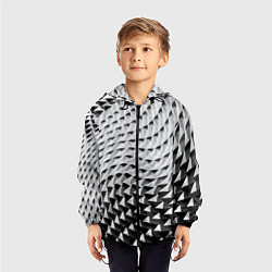 Ветровка с капюшоном детская Металлическая абстрактная броня, цвет: 3D-черный — фото 2
