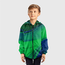 Ветровка с капюшоном детская Зелёно-синий песок и блёстки, цвет: 3D-черный — фото 2