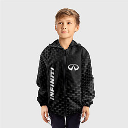 Ветровка с капюшоном детская Infiniti карбоновый фон, цвет: 3D-черный — фото 2