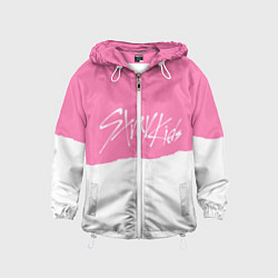 Ветровка с капюшоном детская Stray Kids pink and white, цвет: 3D-белый