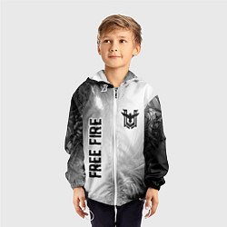 Ветровка с капюшоном детская Free Fire glitch на светлом фоне: надпись, символ, цвет: 3D-белый — фото 2