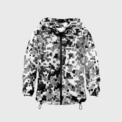 Ветровка с капюшоном детская Городской пиксель камуфляж, цвет: 3D-черный
