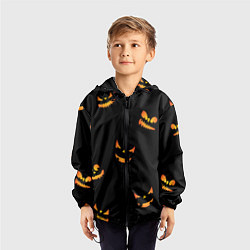 Ветровка с капюшоном детская Halloween горящие тыквы, цвет: 3D-черный — фото 2