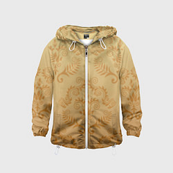 Ветровка с капюшоном детская Золотые паттерны, цвет: 3D-белый