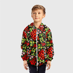 Ветровка с капюшоном детская Русские узоры - цветы и ягоды, цвет: 3D-белый — фото 2