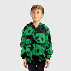 Ветровка с капюшоном детская Panda green pattern, цвет: 3D-черный — фото 2