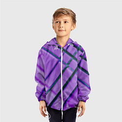 Ветровка с капюшоном детская Фиолетовый фон и тёмные линии, цвет: 3D-белый — фото 2