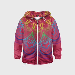 Ветровка с капюшоном детская Viva magenta mandala, цвет: 3D-белый