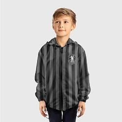 Ветровка с капюшоном детская Форма Уэнсдей Аддамс Nevermore academy, цвет: 3D-черный — фото 2
