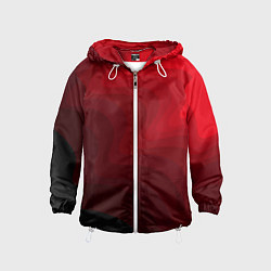 Ветровка с капюшоном детская Красный абстрактный фон волны, цвет: 3D-белый