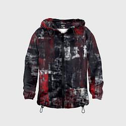 Ветровка с капюшоном детская Абстракт красный на чёрном, цвет: 3D-черный