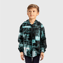 Ветровка с капюшоном детская Абстракт голубой на чёрном, цвет: 3D-черный — фото 2