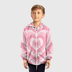 Ветровка с капюшоном детская Hearts pink, цвет: 3D-белый — фото 2
