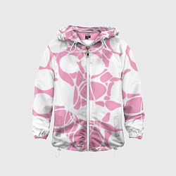 Ветровка с капюшоном детская Абстрактные белые овалы на розовом фоне, цвет: 3D-белый