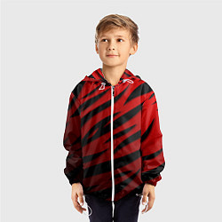 Ветровка с капюшоном детская Красный градиент - языки пламени, цвет: 3D-белый — фото 2