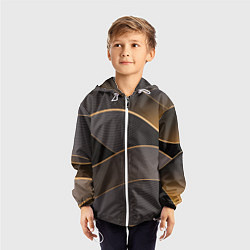 Ветровка с капюшоном детская Золотой линейный фон, цвет: 3D-белый — фото 2