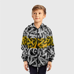 Ветровка с капюшоном детская Yellow Callicraphic, цвет: 3D-черный — фото 2