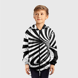 Ветровка с капюшоном детская Оптические иллюзии зебра, цвет: 3D-черный — фото 2