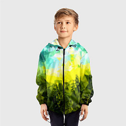 Ветровка с капюшоном детская Green abstract colors, цвет: 3D-черный — фото 2