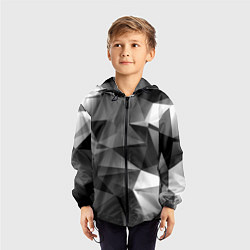 Ветровка с капюшоном детская Geometry grey ship, цвет: 3D-черный — фото 2