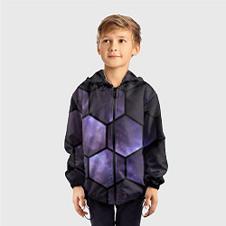 Ветровка с капюшоном детская Звездные соты, цвет: 3D-черный — фото 2