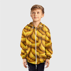Ветровка с капюшоном детская Сочная текстура из бананов, цвет: 3D-белый — фото 2