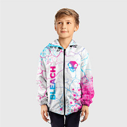 Ветровка с капюшоном детская Bleach neon gradient style: надпись, символ, цвет: 3D-черный — фото 2