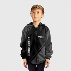 Ветровка с капюшоном детская Counter Strike 2 glitch на темном фоне: надпись, с, цвет: 3D-черный — фото 2