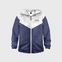 Ветровка с капюшоном детская FIRM бело-синий, цвет: 3D-белый