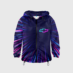 Ветровка с капюшоном детская Chevrolet neon speed lines, цвет: 3D-черный