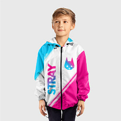 Ветровка с капюшоном детская Stray neon gradient style: надпись, символ, цвет: 3D-черный — фото 2