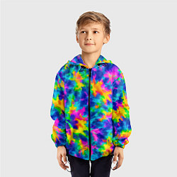 Ветровка с капюшоном детская Тай-дай цветные краски, цвет: 3D-черный — фото 2