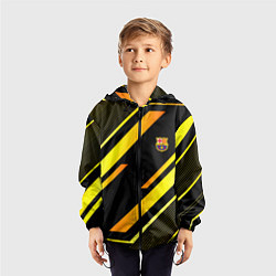 Ветровка с капюшоном детская ФК Барселона эмблема, цвет: 3D-черный — фото 2