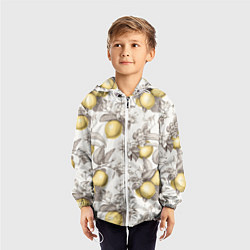 Ветровка с капюшоном детская Лимоны - винтаж графика: паттерн, цвет: 3D-белый — фото 2