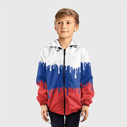 Ветровка с капюшоном детская Флаг России - потёки, цвет: 3D-черный — фото 2