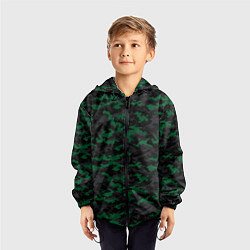 Ветровка с капюшоном детская Точечный камуфляжный узор Spot camouflage pattern, цвет: 3D-черный — фото 2