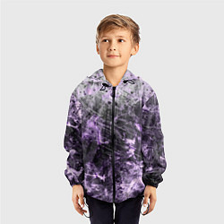 Ветровка с капюшоном детская Текстура - Lilac smoke, цвет: 3D-черный — фото 2