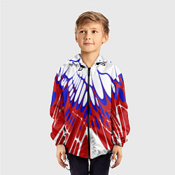 Ветровка с капюшоном детская Лучи - белый синий красный - Хуф и Ся, цвет: 3D-черный — фото 2