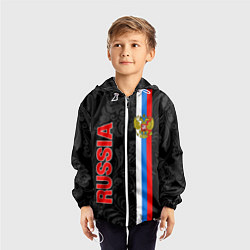 Ветровка с капюшоном детская Russia black style, цвет: 3D-белый — фото 2