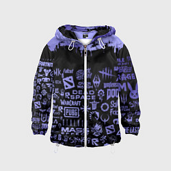 Ветровка с капюшоном детская Games pattern, цвет: 3D-белый