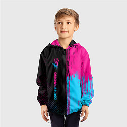 Ветровка с капюшоном детская Death Stranding - neon gradient: по-вертикали, цвет: 3D-черный — фото 2