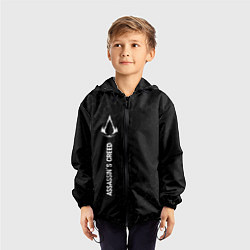 Ветровка с капюшоном детская Assassins Creed glitch на темном фоне: по-вертикал, цвет: 3D-черный — фото 2