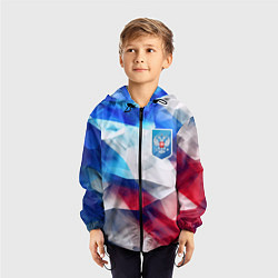 Ветровка с капюшоном детская Абстракция герб России, цвет: 3D-черный — фото 2