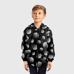 Ветровка с капюшоном детская Шары в полоску на черном фоне, цвет: 3D-черный — фото 2