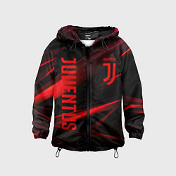Ветровка с капюшоном детская Juventus black red logo, цвет: 3D-черный