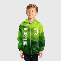 Ветровка с капюшоном детская Ювентус лого на зеленом фоне, цвет: 3D-белый — фото 2