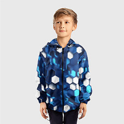 Ветровка с капюшоном детская Cyber hexagon Blue, цвет: 3D-черный — фото 2