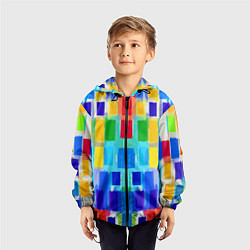 Ветровка с капюшоном детская Colorful strips - pop art - vogue, цвет: 3D-черный — фото 2